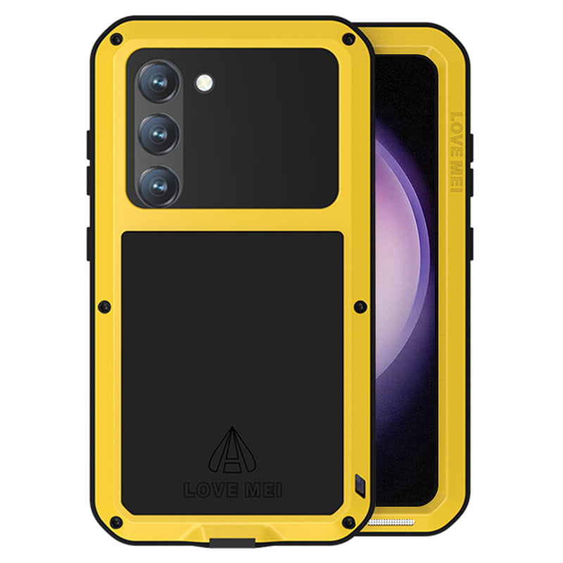 LOVE MEI For Samsung Galaxy S23 Shockproof Anti-drop Phone Case Silicone Metal Cover with Tempered Glass Film LOVE MEI For Samsung Galaxy S23 Shockproof Anti-drop Phone Case Silicone Metal Cover with Tempered Glass Film